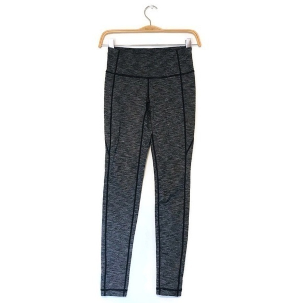 Athleta Revelation Black Gray Space Dye Athletic Leggings Women’s size XS